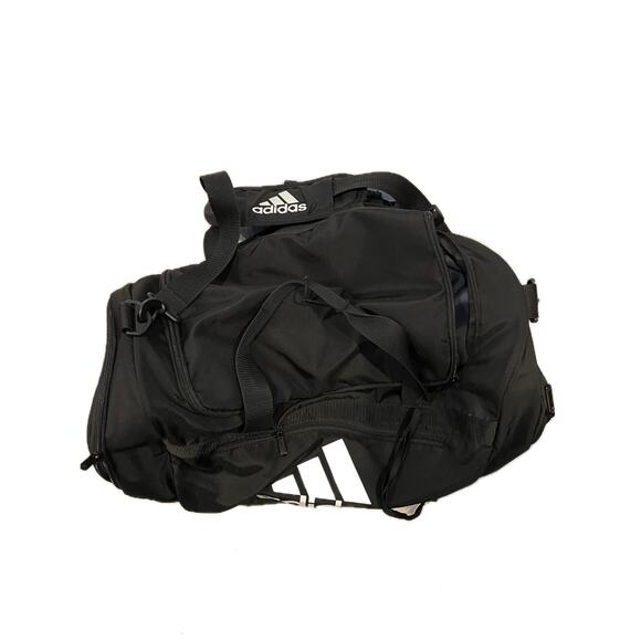 Adidas Faux Leather Medium 22"x10"x10" Black White Gym Bag - Picture 2 of 6